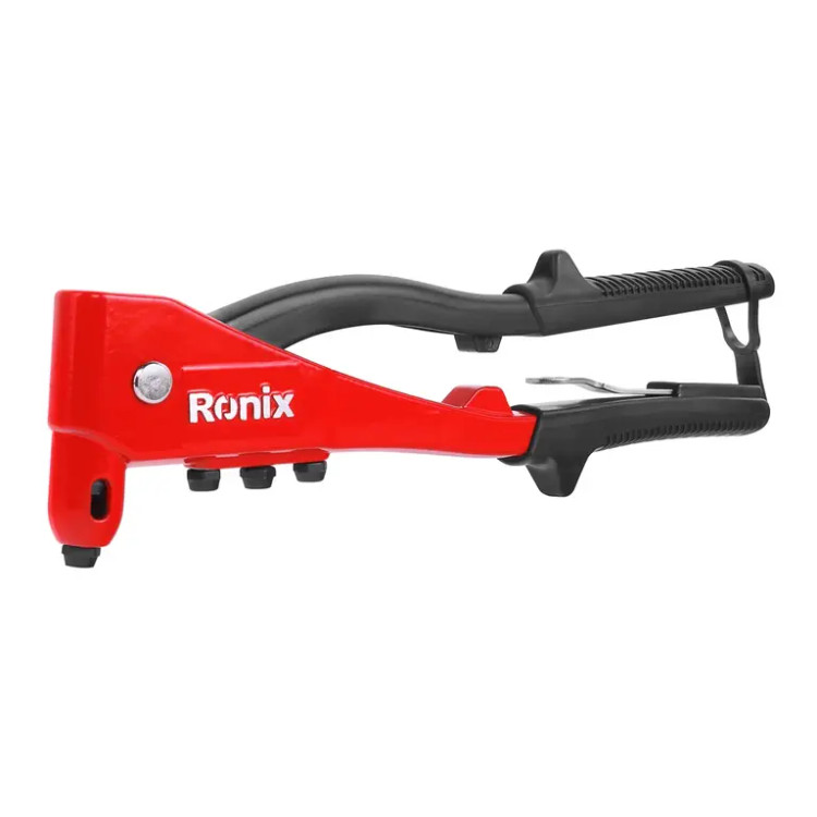انبر پرچ دستی رونیکس دینو مدل RH-1606 با بدنه قرمز و دسته ارگونومیک مشکی و حلقه قفلکن.