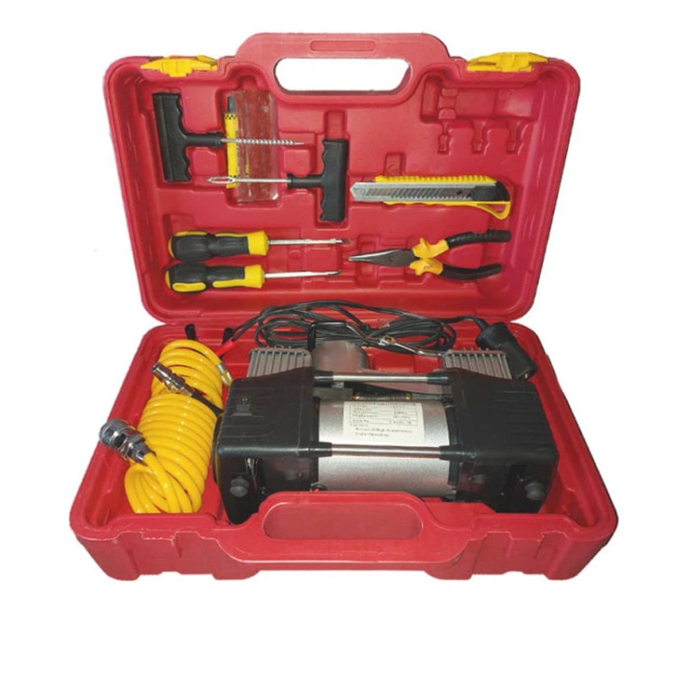 Dual-Cylinder Car Cigarette Lighter Air Compressor – 11‑Piece Set