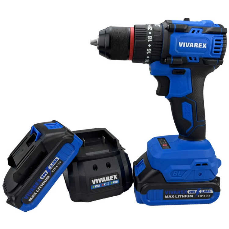 Vivarx 20V Brushless Cordless Hammer Drill – 10 mm Chuck, Model VR2010V‑IBL