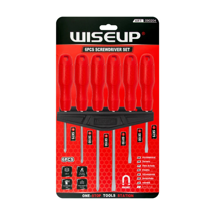 ست پیچ گوشتی 6 پارچه وایزآپ کد 90204 با نوک آهنربایی