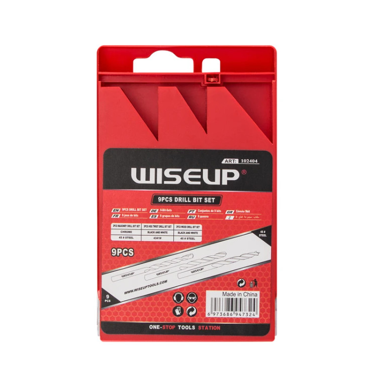 چیدمان سایزهای مختلف مته در ست 9 پارچه وایزآپ مدل 102404