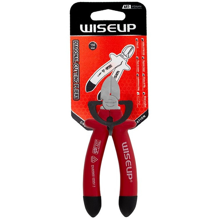 سیم چین 8 اینچ عایق برق وایزآپ (Wiseup) مدل 010605 مناسب برای برش سیمهای ضخیم