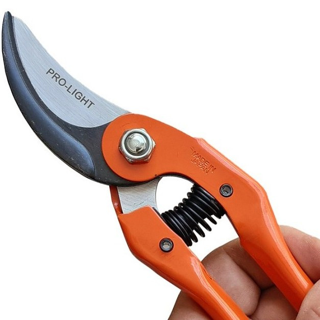 نمای نزدیک از در دست گرفتن قیچی باغبانی لایت JH-616L و نمایش کیفیت تیغه و فنر