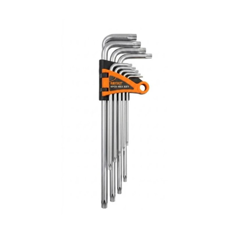 آچار آلن ستاره ای Rayjet سایز T10 تا T50 با رنگبندی مشکی و نارنجی.